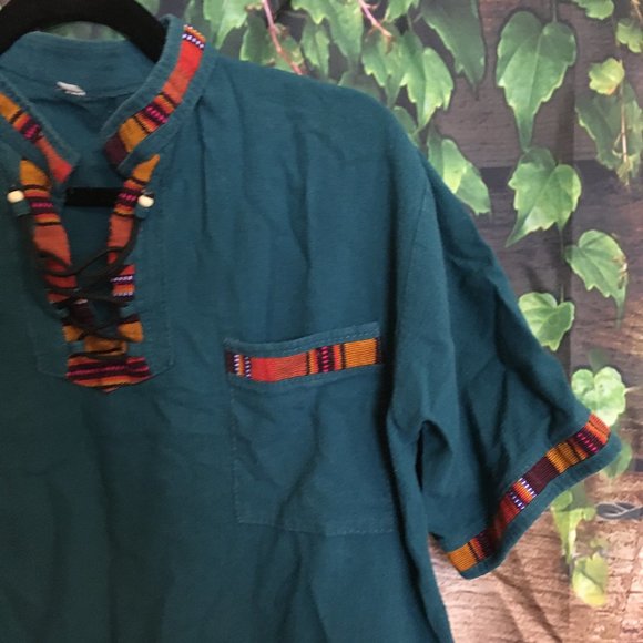 Tops - 🏞Colorful Embroidered Shirt, Teal, Hippie, Boho